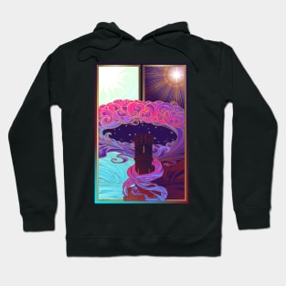 Tower of dreams at the edge of day and night. Concept art Hoodie